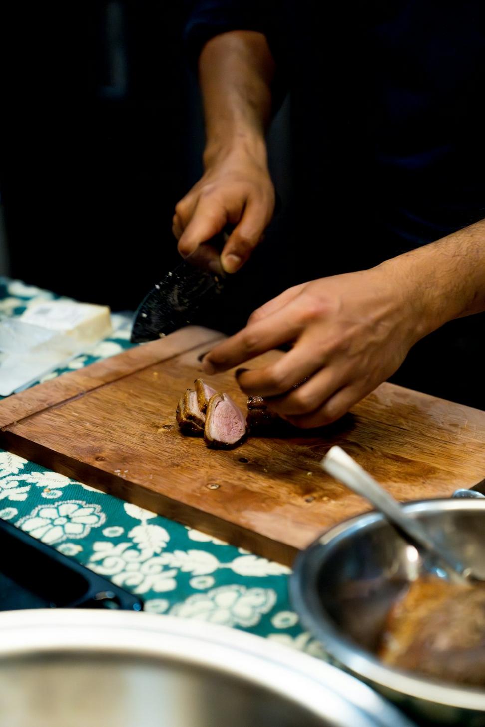 Chef preparing dish